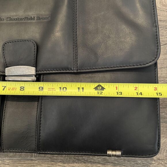 The Chesterfield Brand Joe Leather Briefcase 15.6 Laptop Bag Black Messenger - Picture 9 of 14